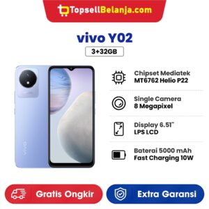 Vivo Y02 3/32GB Orchid Blue Garansi Resmi